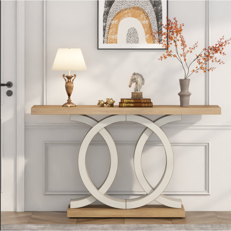 Cross Ring Wooden Console Table