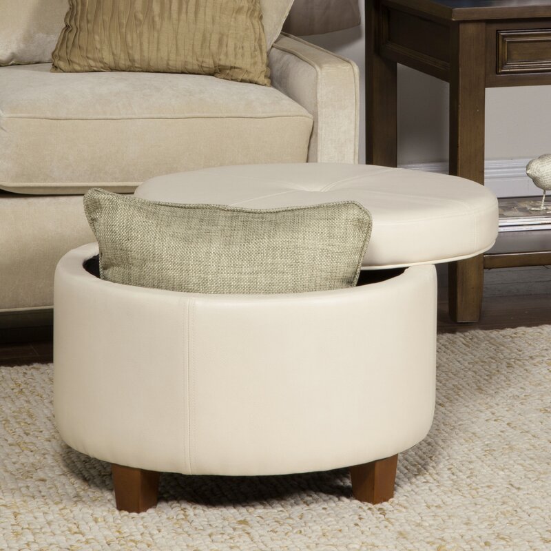 Lavish Ottoman With Storage And Wooden Leg
