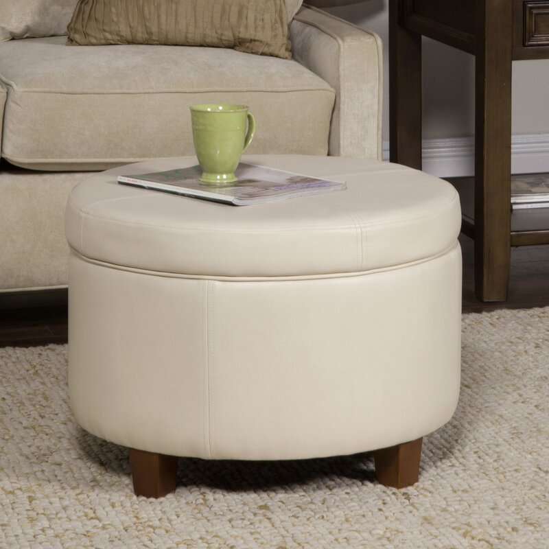 Lavish Ottoman With Storage And Wooden Leg