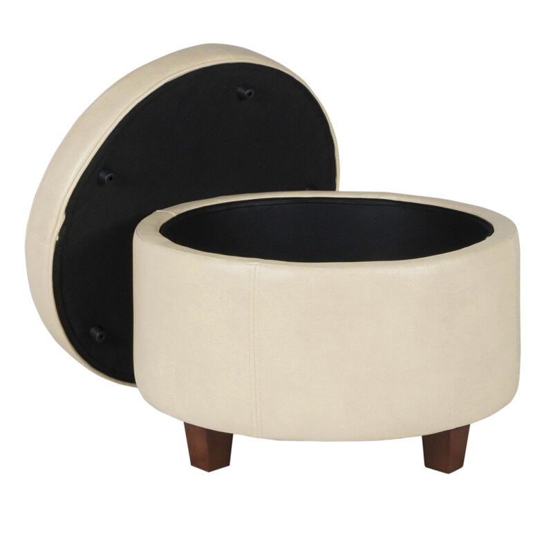 Lavish Ottoman With Storage And Wooden Leg