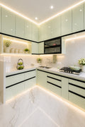 Modern Mint Green L-Shaped Kitchen
