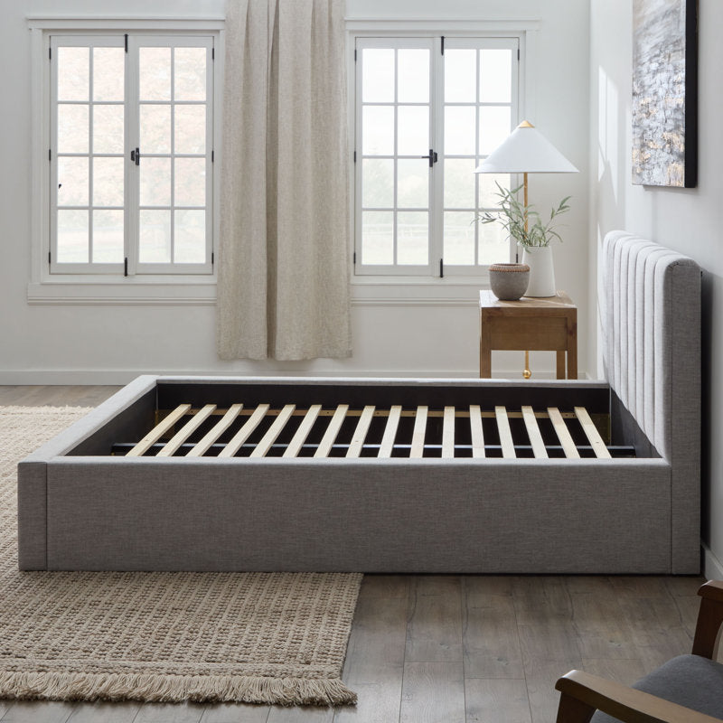 Apsen Rich Grey Vertical Tufting Bed