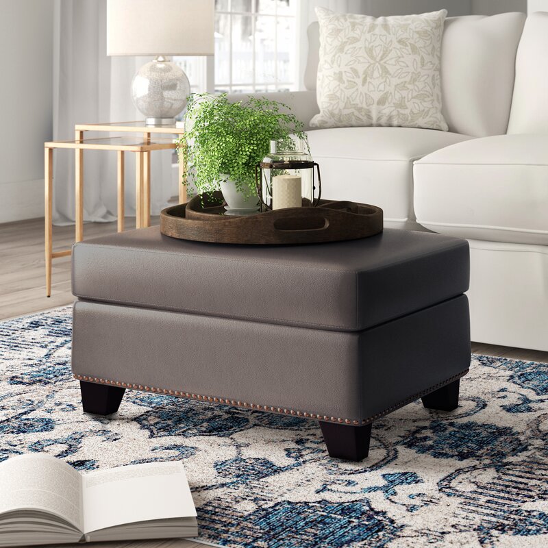 Rich Coffee Colour Ottoman Pouf With Wooden Legs
