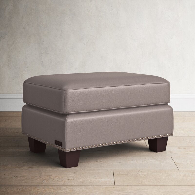Rich coffee colour ottoman pouf with wooden legs