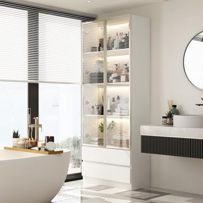Premium Bathroom Linen Cabinet with LED Shelves