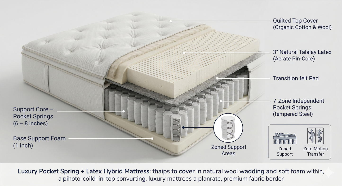 🛏️ Aura Luxury Pocket Spring + Latex Hybrid Mattress