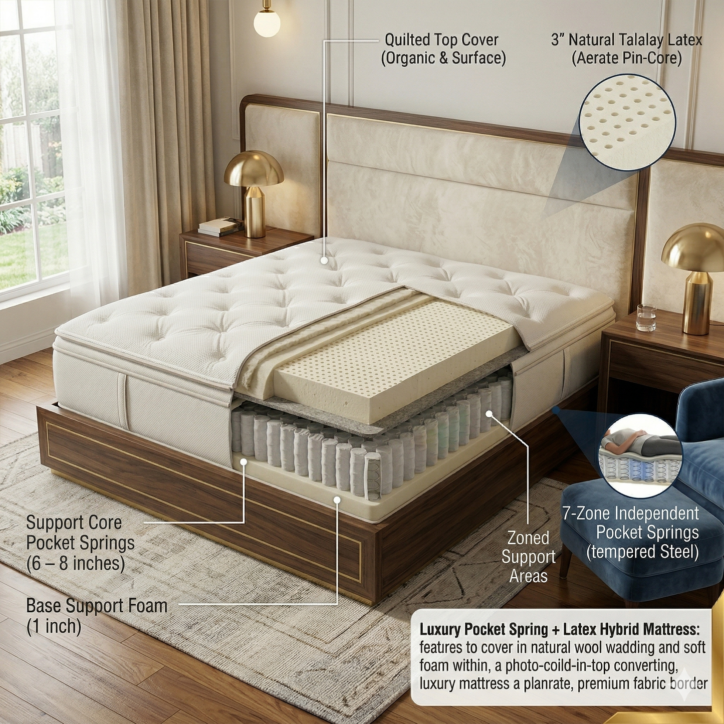 🛏️ Aura Luxury Pocket Spring + Latex Hybrid Mattress