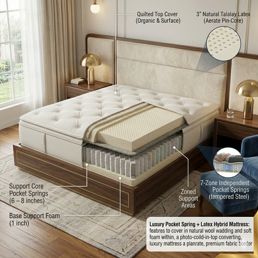 🛏️ Aura Luxury Pocket Spring + Latex Hybrid Mattress