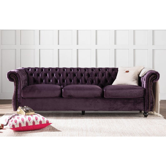 Plum Purple Three Seater Comfy Sofa