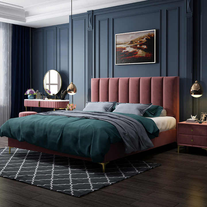 Texo Upholstered Bed In Rich Suede