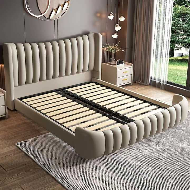 Lavish Vertical tufting leatherette bed