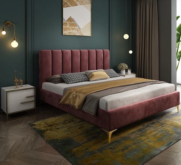 Texo Upholstered Bed In Rich Suede