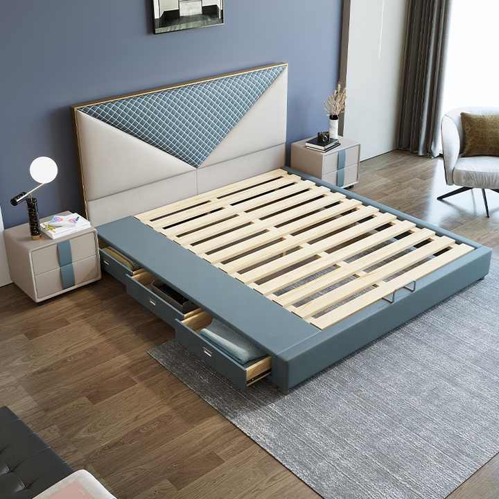 Roman stylish bed with side drawer and storage