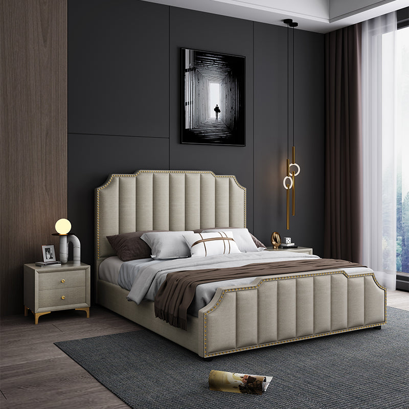 Vertical Tufting Upholstered Bed in Velvet