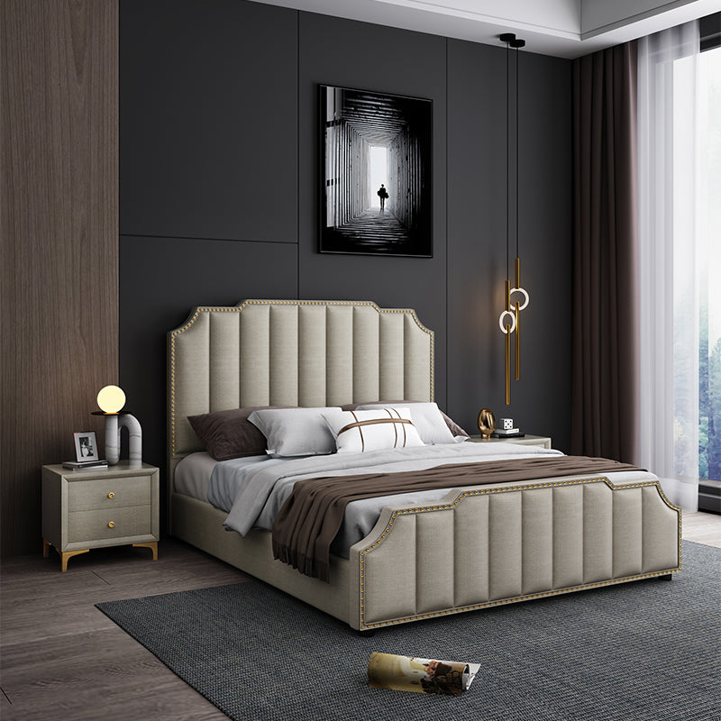 Vertical Tufting Upholstered Bed In Velvet