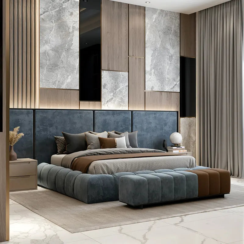 Royal Luxury Bed With Side Table And Bench