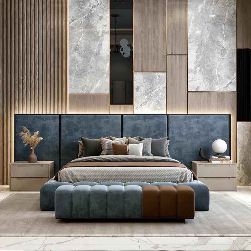 Royal Luxury Bed With Side Table And Bench