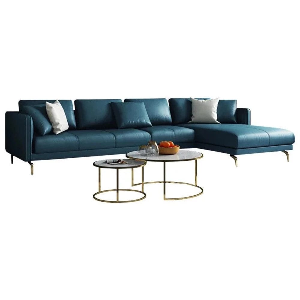 L-Shaped Leatherette Sofa For Living Room