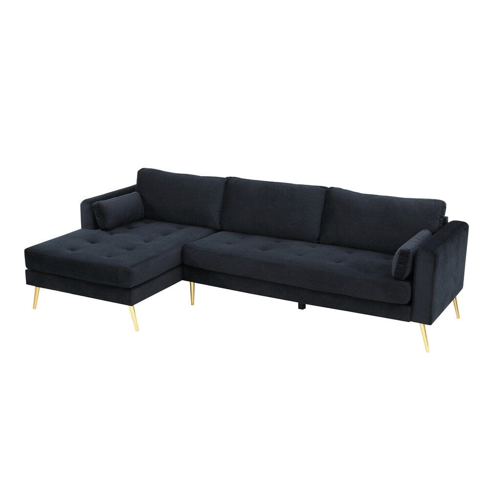Matte Black L-Shaped Sectional Sofa