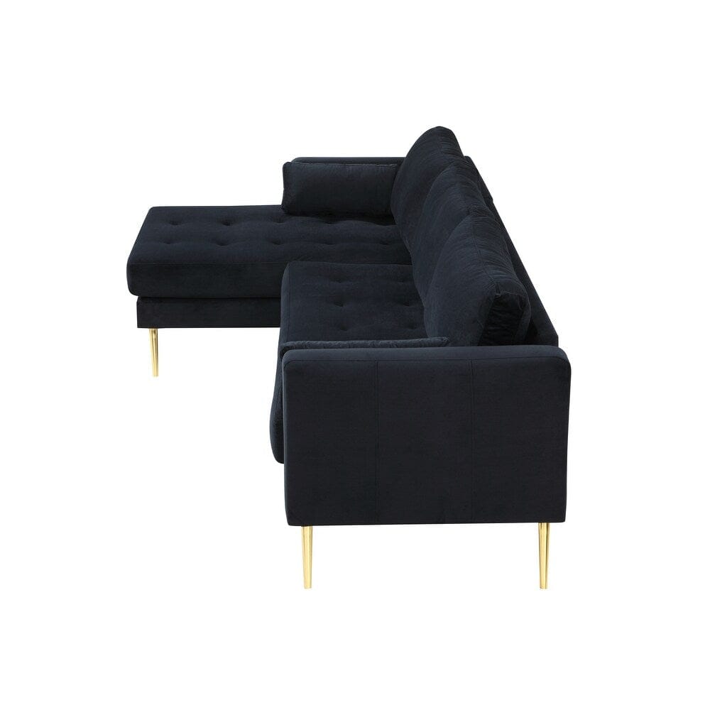 Matte Black L-Shaped Sectional Sofa