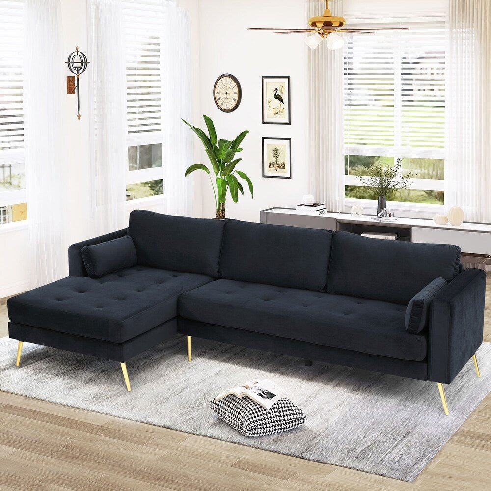 Matte Black L-Shaped Sectional Sofa