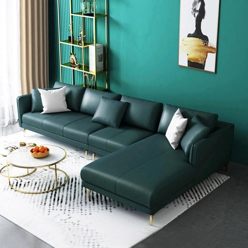 L-Shaped Leatherette Sofa For Living Room