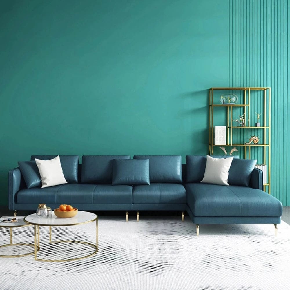 L-Shaped Leatherette Sofa For Living Room