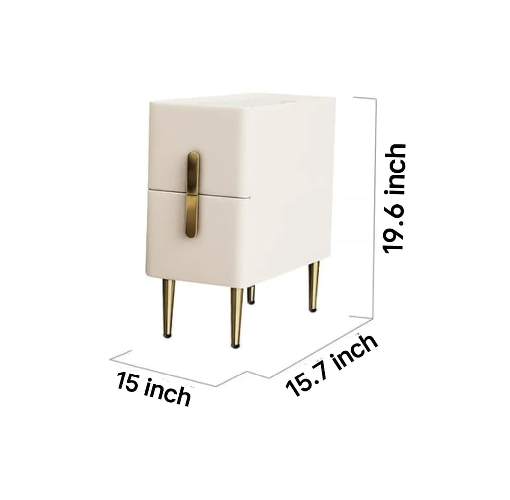 Milky Bed Side Table With Golden Leg