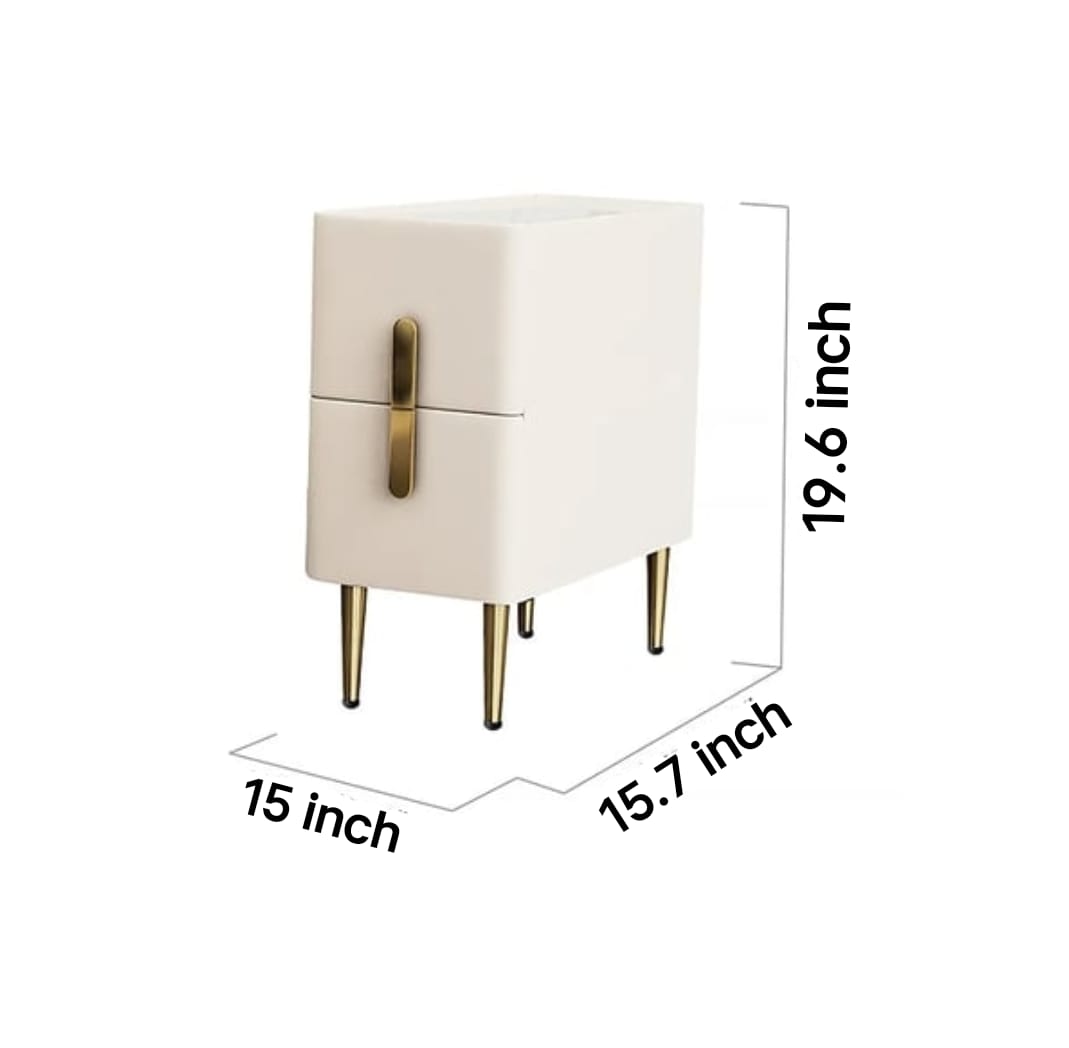 Milky Bed Side Table With Golden Leg