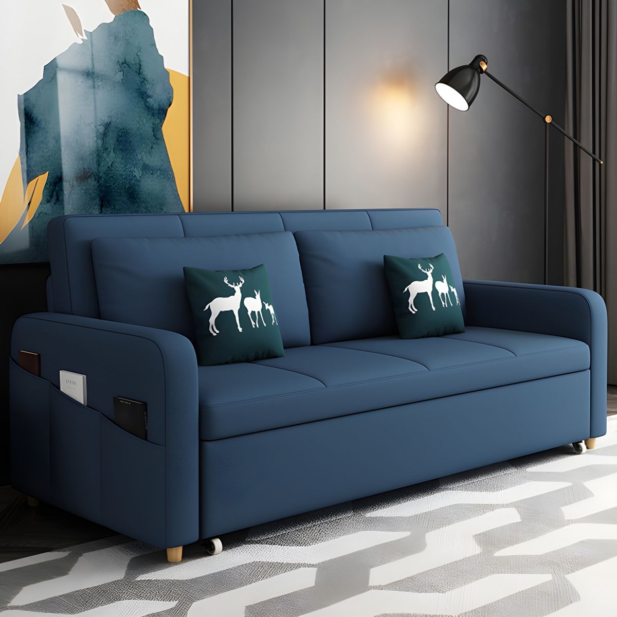 Omani Blue Sofa Cum Bed