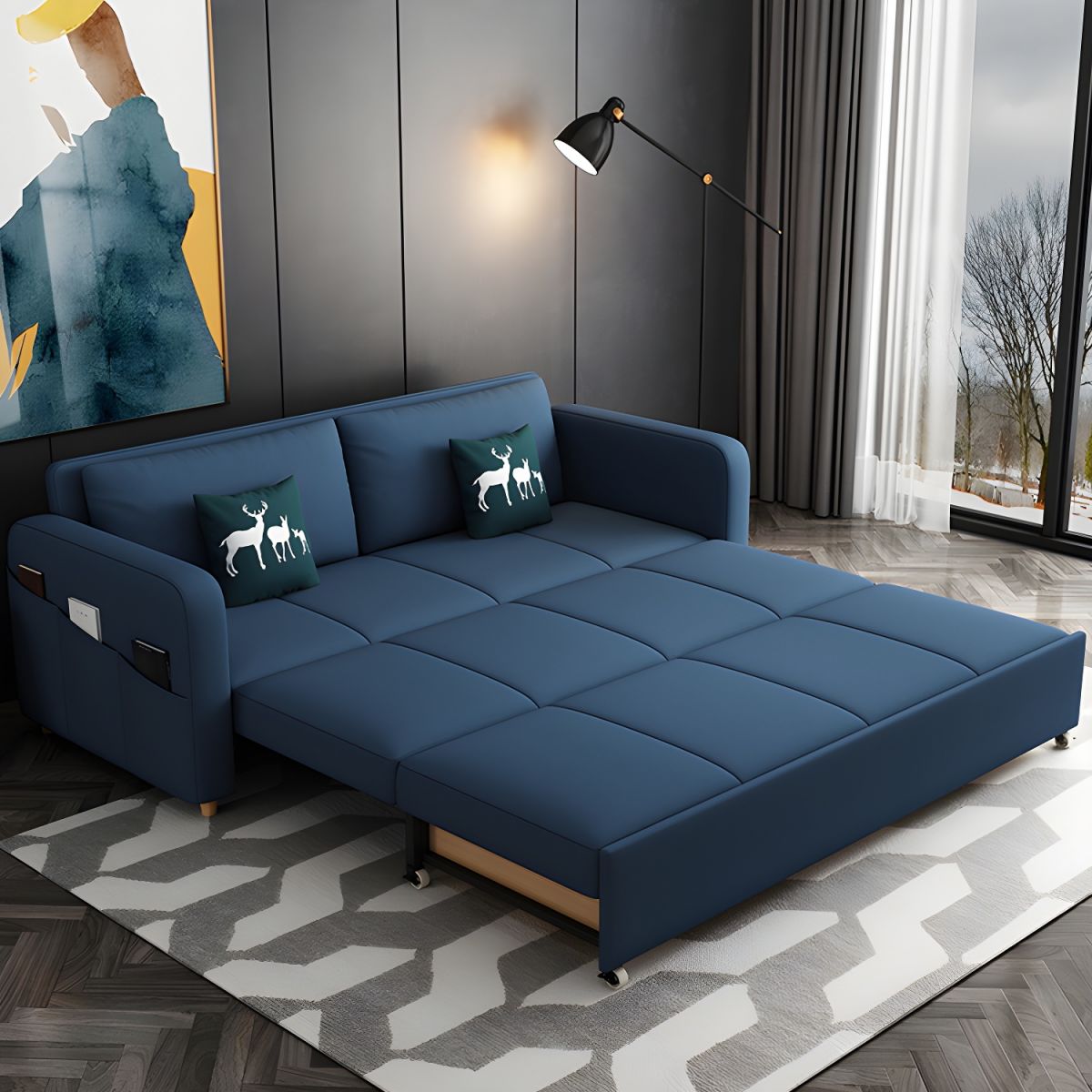 Omani blue sofa cum bed