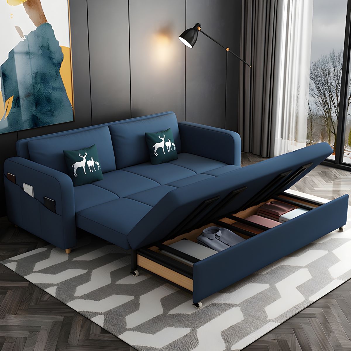 Omani blue sofa cum bed