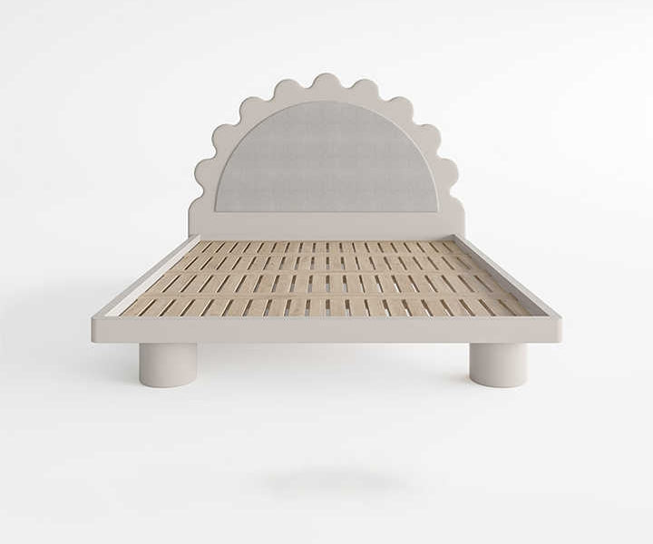 Milky Wooden Bed For Kids Without Storage