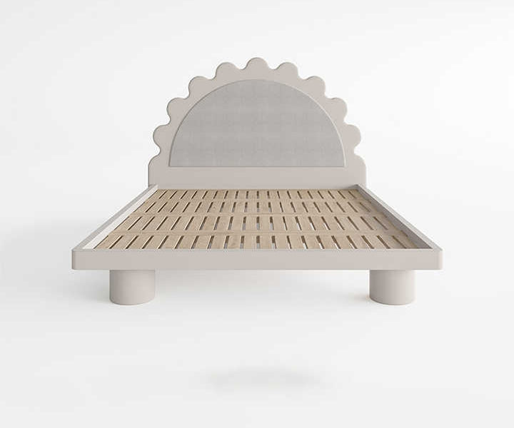 Milky Wooden Bed For Kids Without Storage