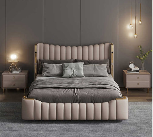 Lavish Vertical tufting leatherette bed