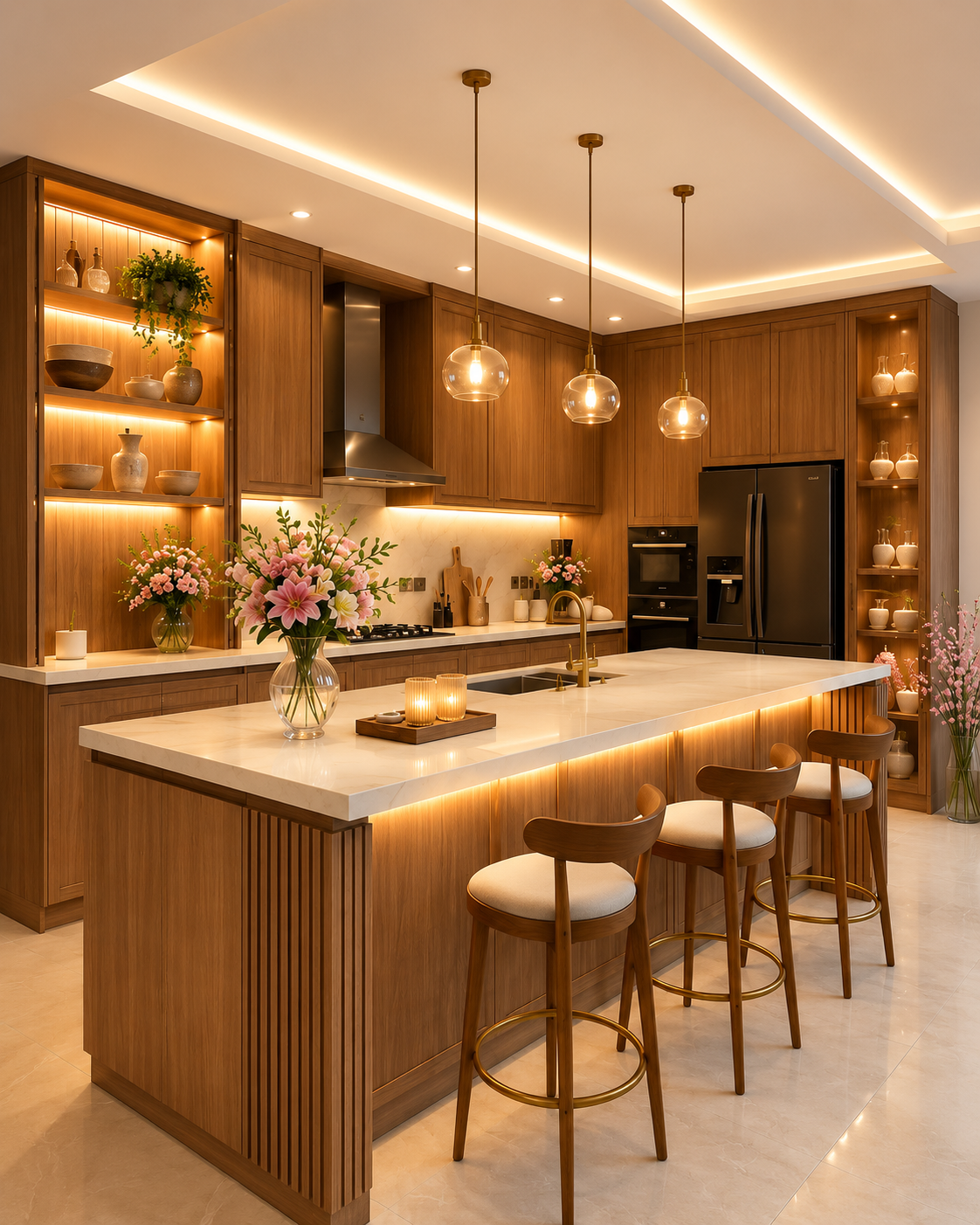 Luxury Wooden Island Kitchen Design