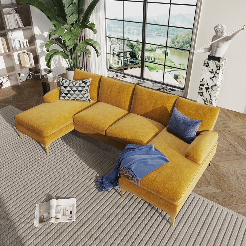 Soft Yellow Sectional Sofa Set