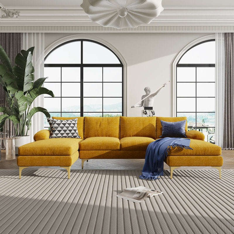 Soft Yellow Sectional Sofa Set
