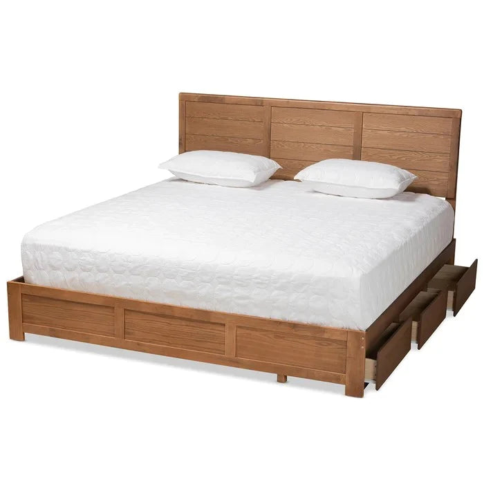 Mitashi Classic Wooden Bed With Drawers