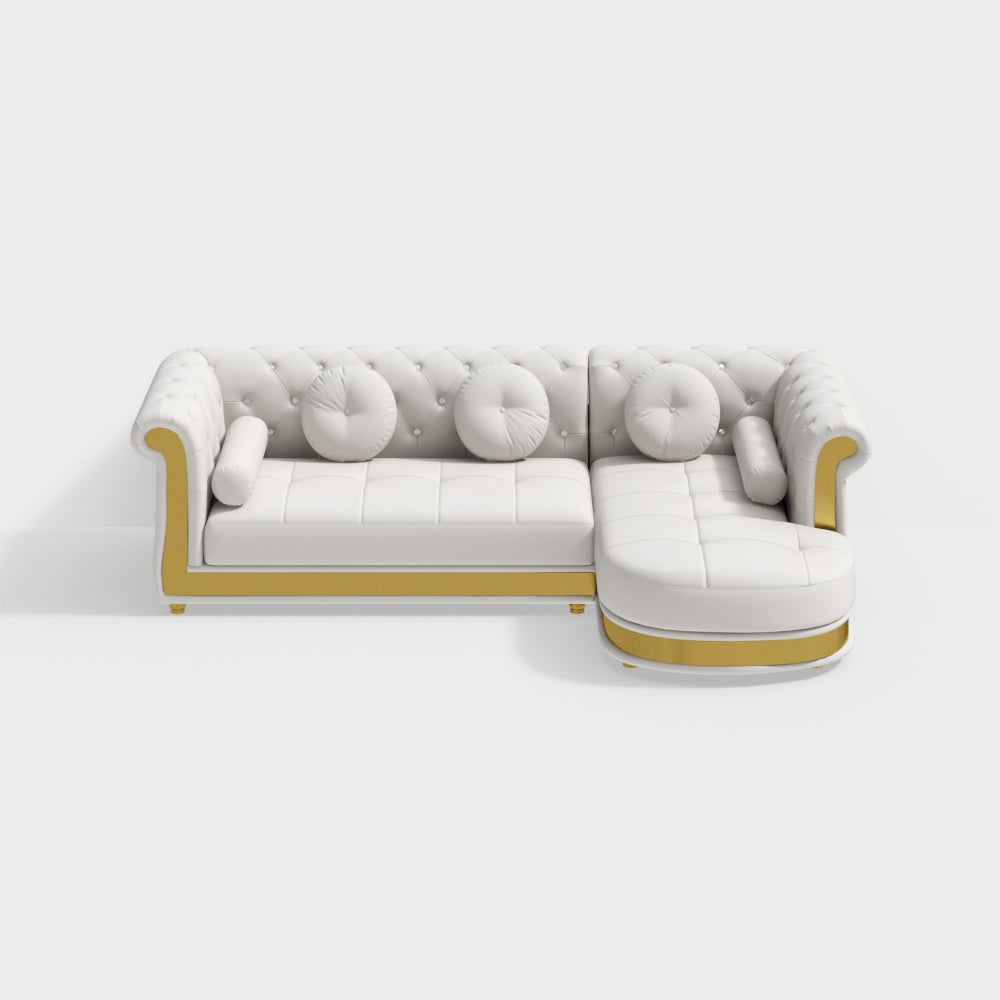 Italian Sazzy Sectional Sofa With Glam Golden