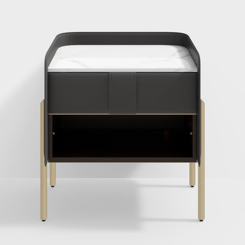 Smoky dark Grey bed side table with rich Golden leg