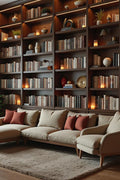 Modern Floor-to-Ceiling Bookshelf with LED Display Shelves