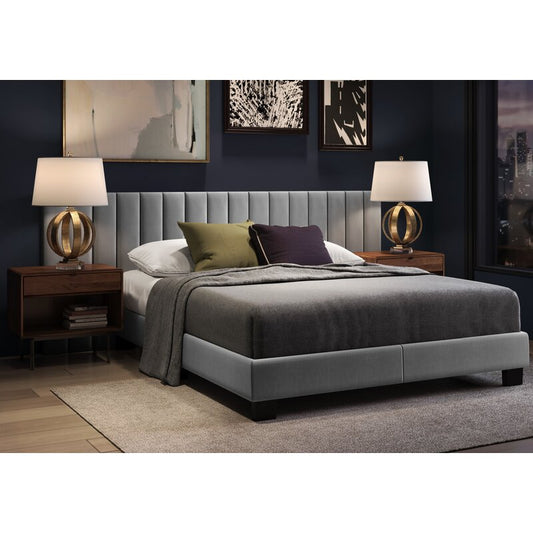 Apsen Rich Grey Vertical Tufting Bed