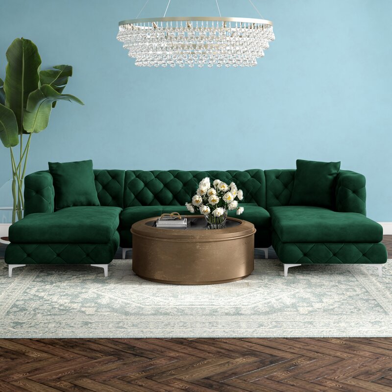 U-Shaped Sectional Sofa In Suede