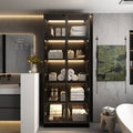 Luxury Bathroom Linen Storage Cabinet with Glass Doors