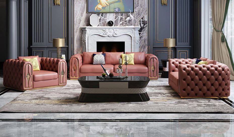 Glam Coffee Colour Sofa In Leatherette