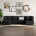 Deblino Sectional Sofa In Rich Black Suede