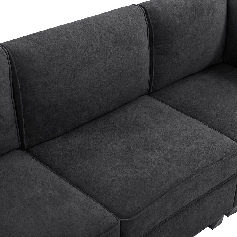 Deblino Sectional Sofa In Rich Black Suede