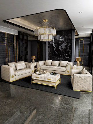 Tixo Beige Family Sofa Set In Leatherette