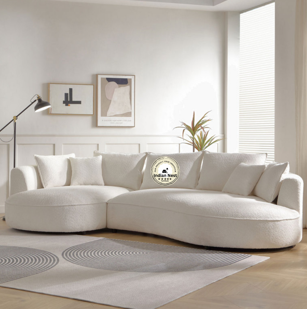 Soft White Rolled Curved Sofa
